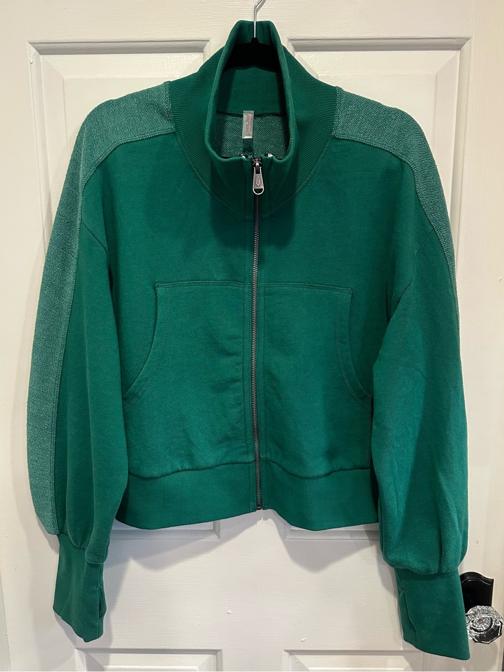 Women’s Free People FP Movement Green Jacket Sweatshirt High Collar Zip Up S